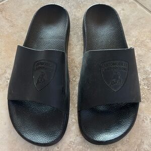 Automobili Lamborghini black slides men’s 11 flip flops